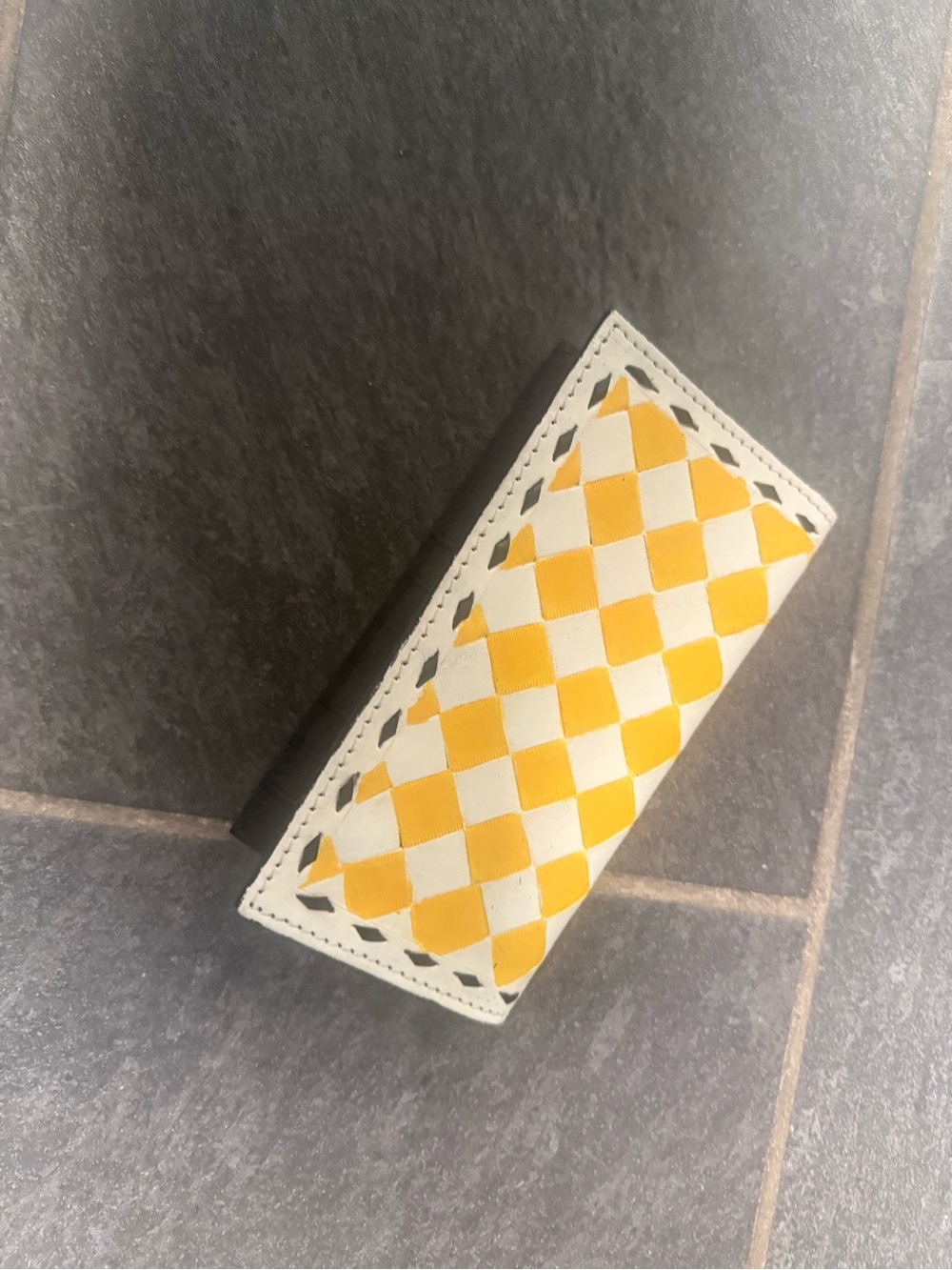 Yellow and White Woven Pattern Wallet